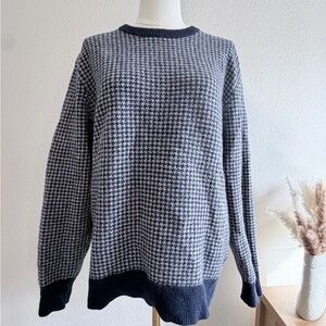 J. Crew Men's Houndstooth Crewneck Sweater - Gray & Black